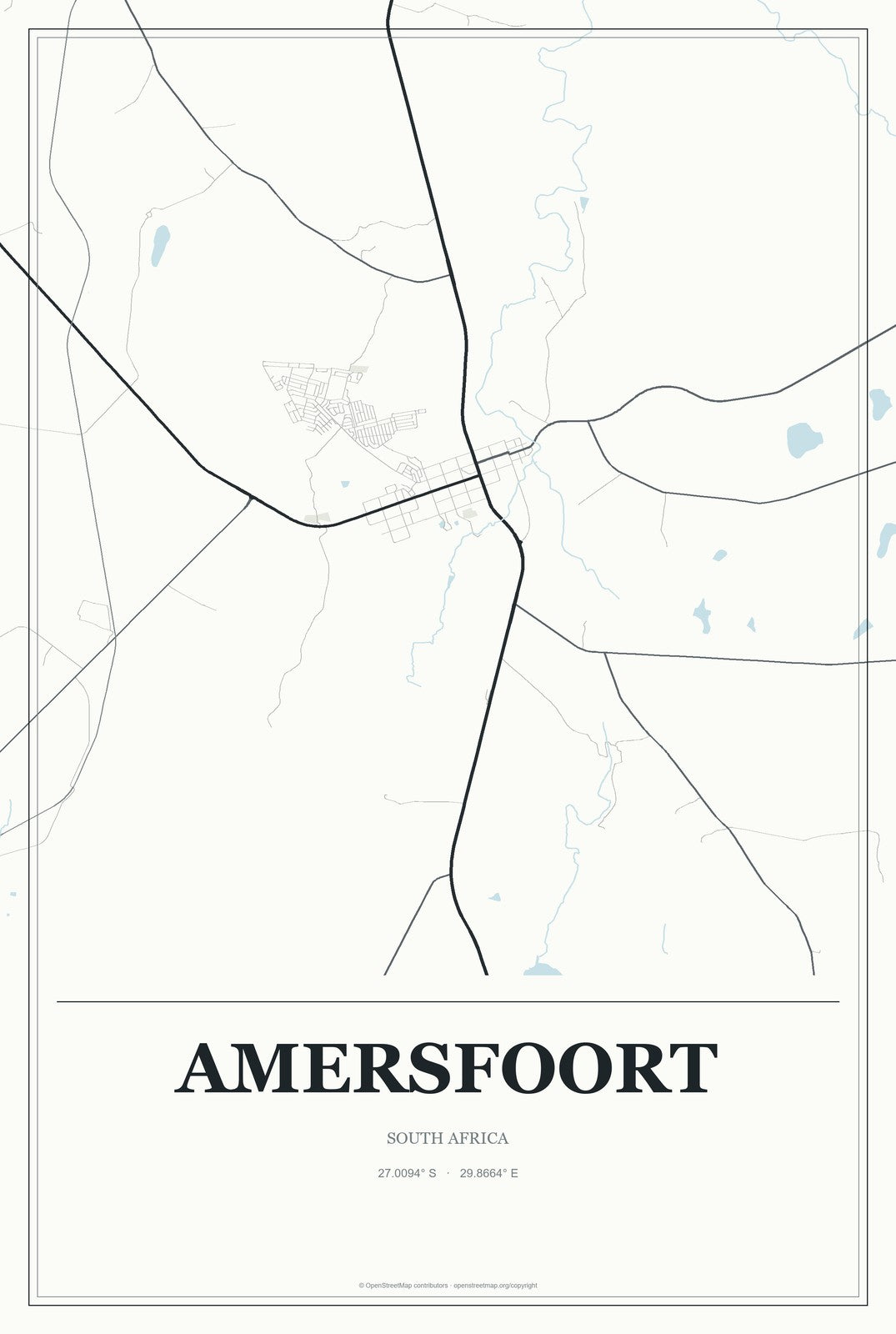 Amersfoort, South Africa City Map Aluminum Sign in Gallery Air style