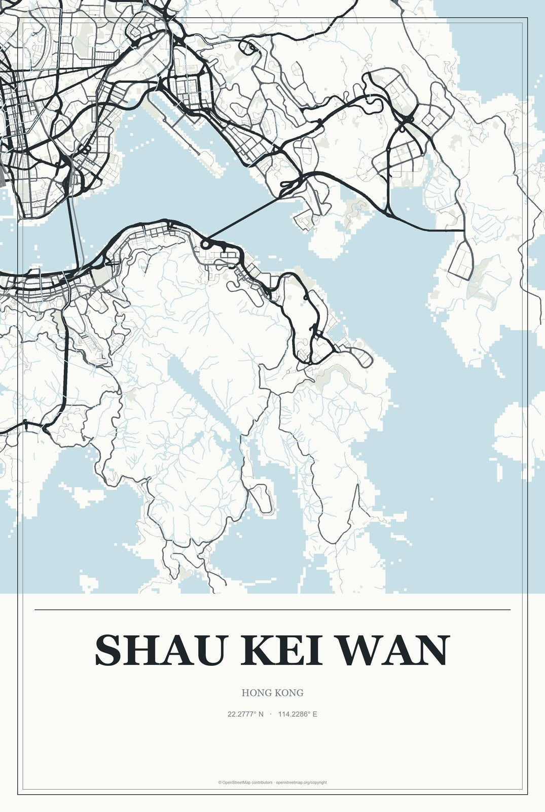 Shau Kei Wan, Hong Kong City Map Aluminum Sign in Gallery Air style