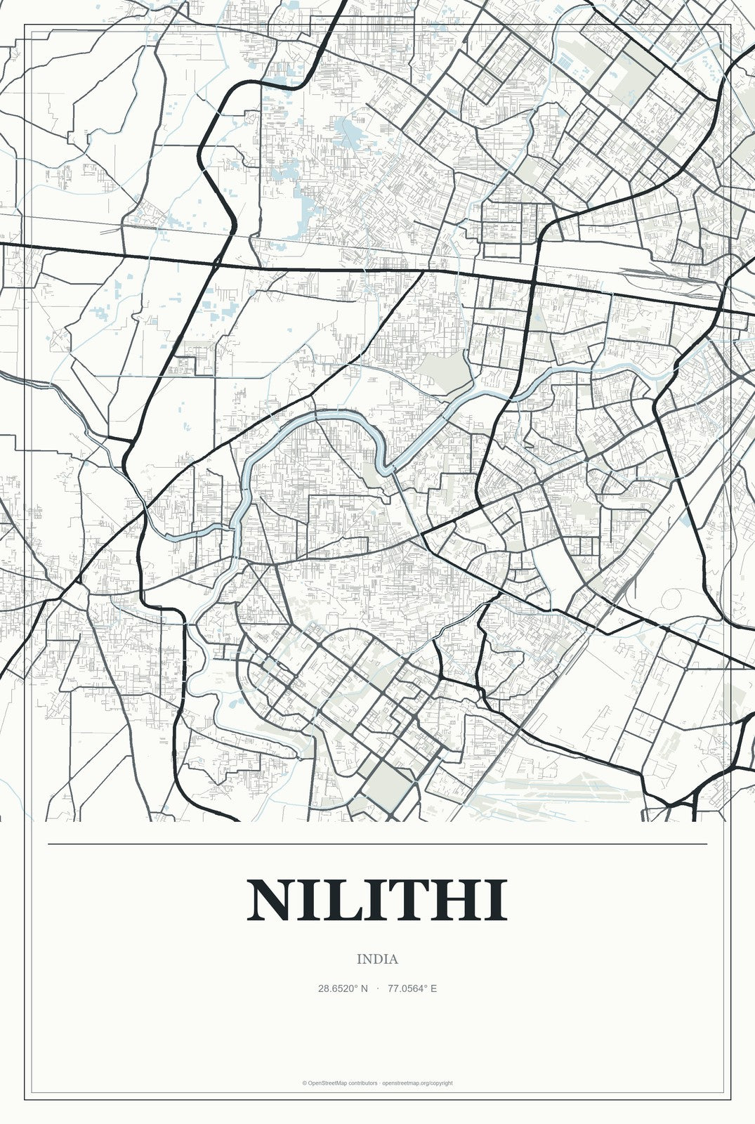Nilithi, India City Map Aluminum Sign in Gallery Air style