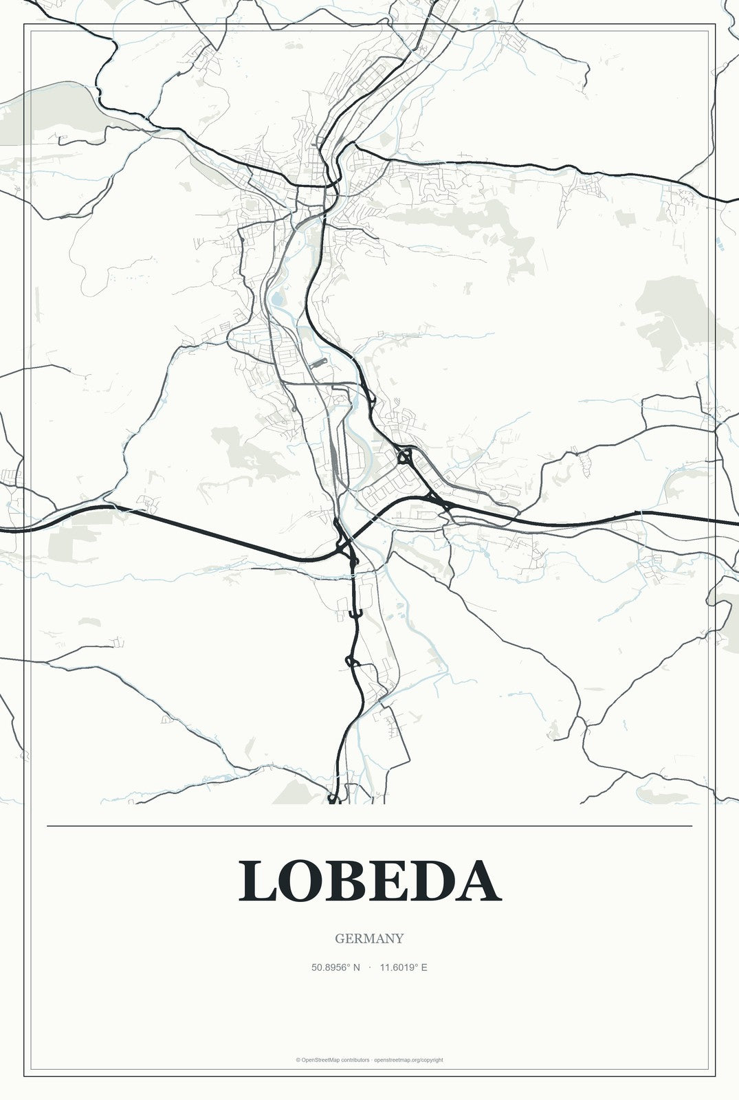 Lobeda, Germany City Map Aluminum Sign in Gallery Air style