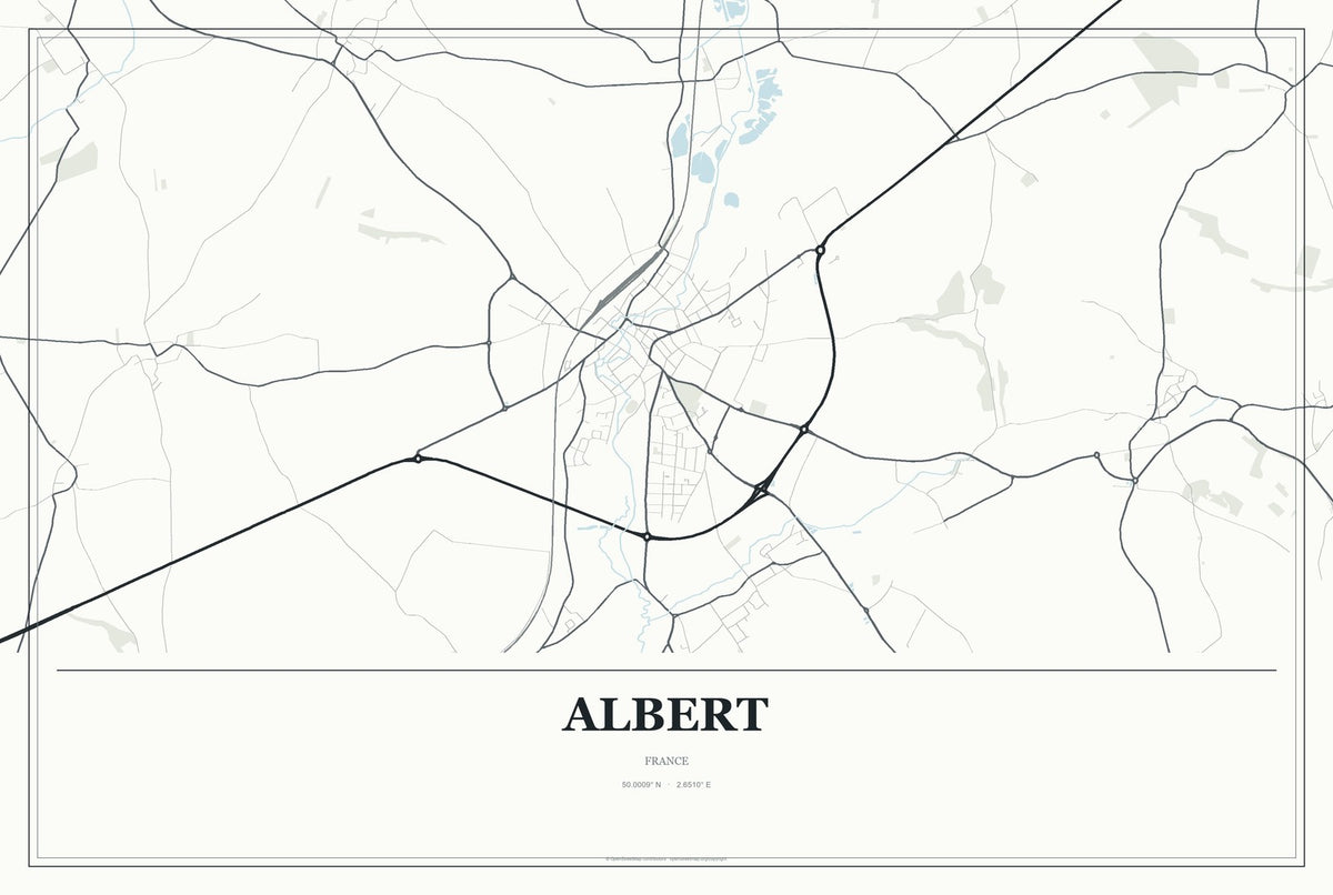 Albert, France City Map Aluminum Sign in Gallery Air style