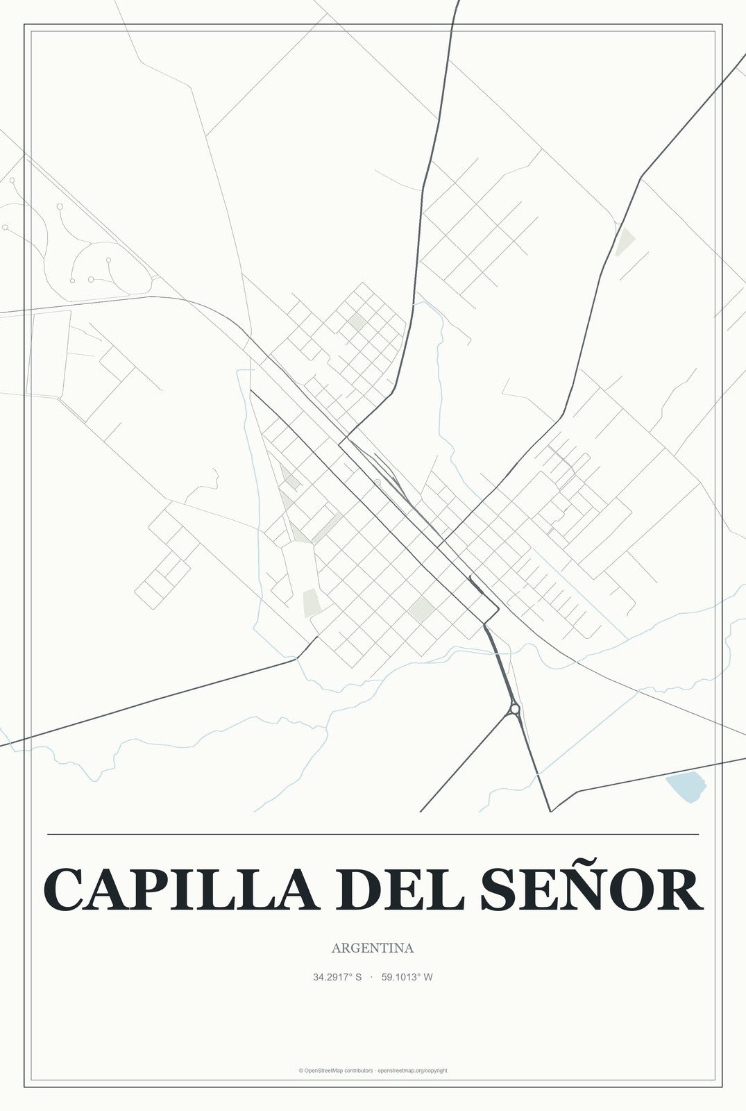 Capilla del Señor, Argentina City Map Aluminum Sign in Gallery Air style