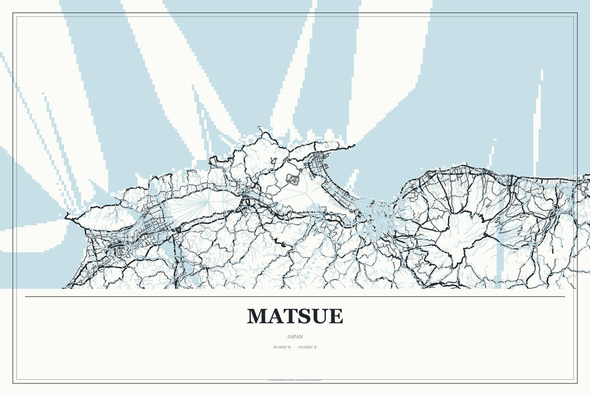 Matsue, Japan City Map Aluminum Sign in Gallery Air style