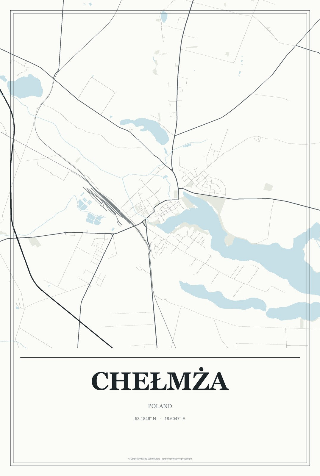 Chełmża, Poland City Map Aluminum Sign in Gallery Air style