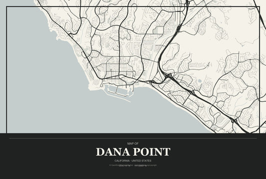 Dana Point, California City Map Aluminum Sign in Museum Plaque style