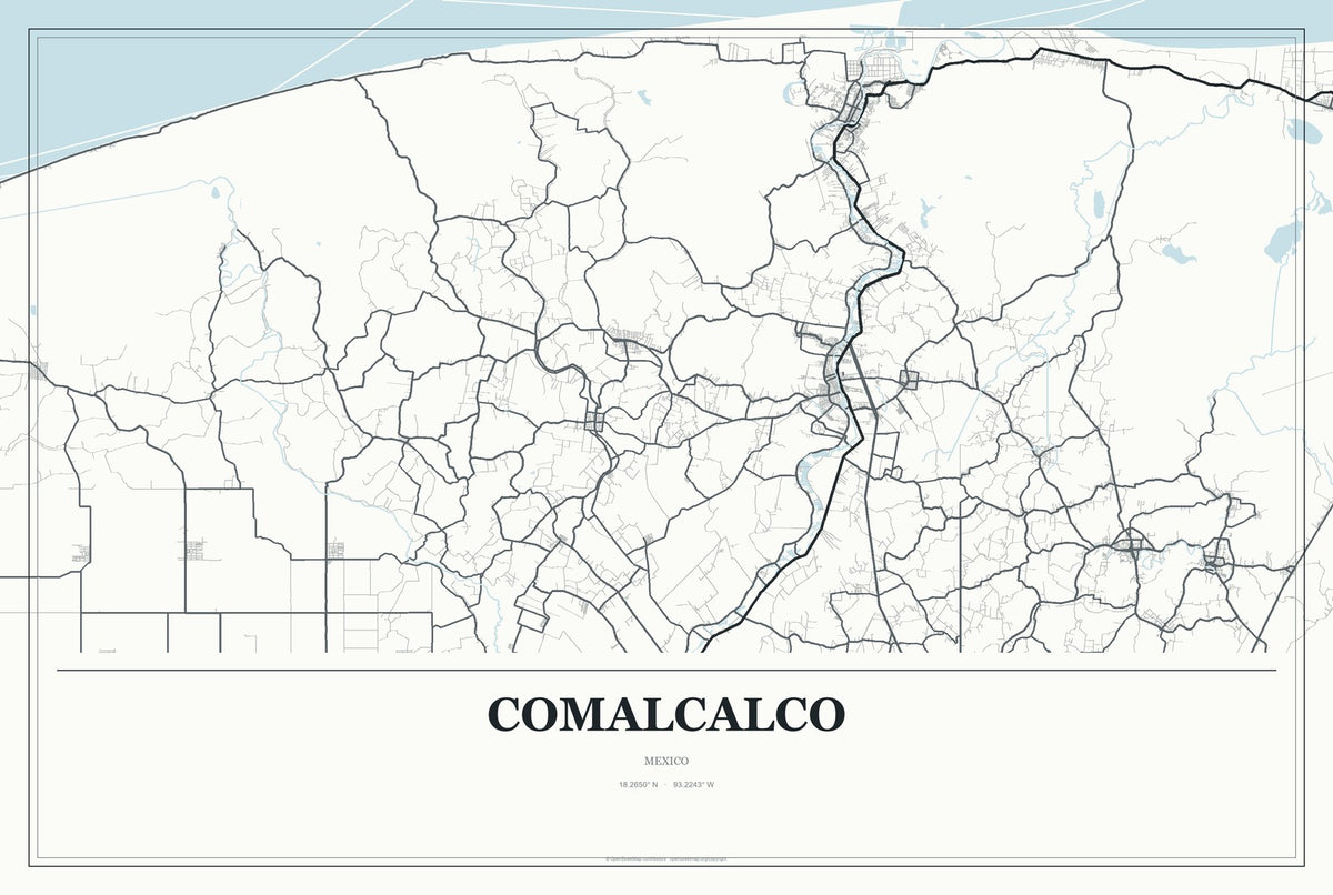 Comalcalco, Mexico City Map Aluminum Sign in Gallery Air style