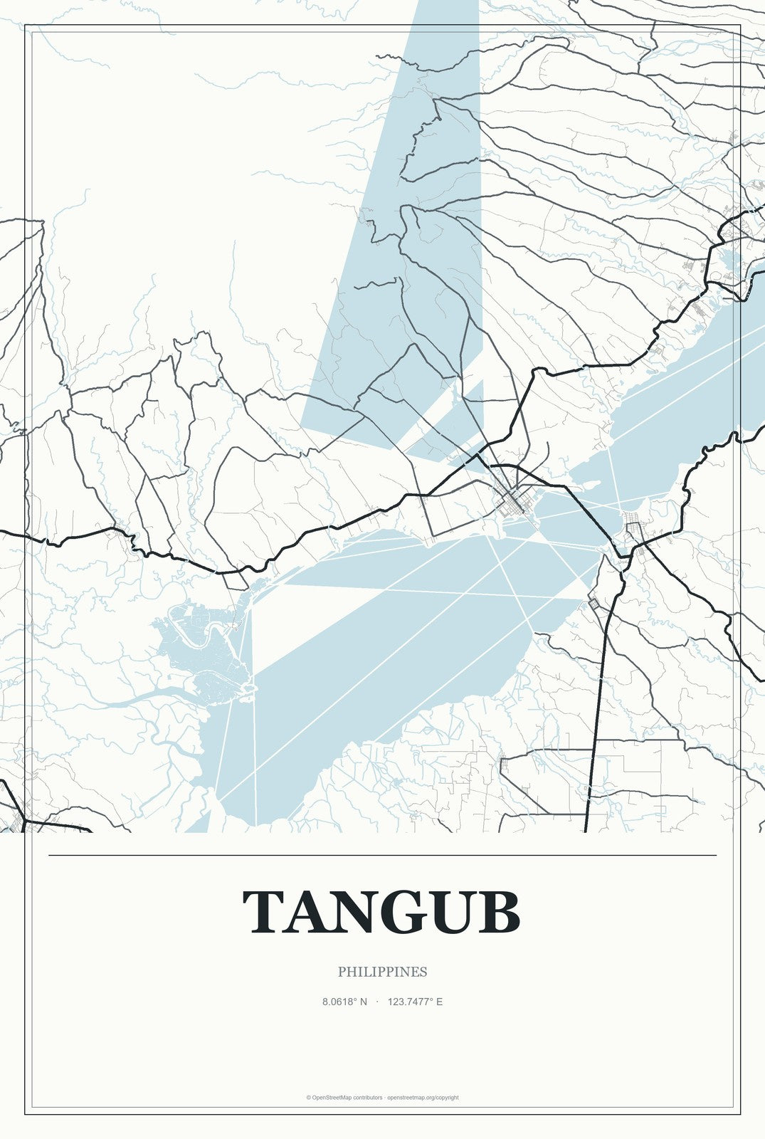 Tangub, Philippines City Map Aluminum Sign in Gallery Air style