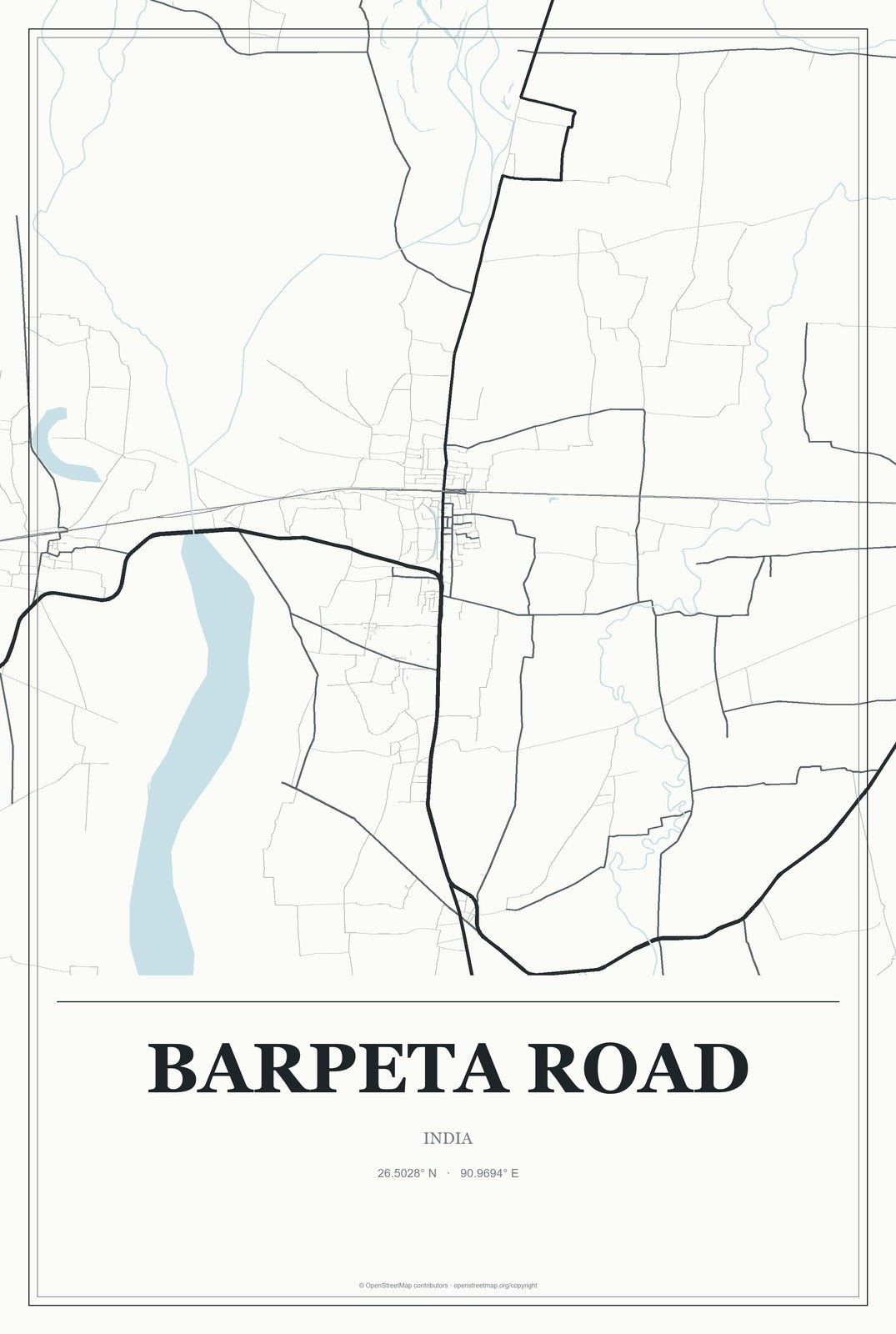 Barpeta Road, India City Map Aluminum Sign in Gallery Air style