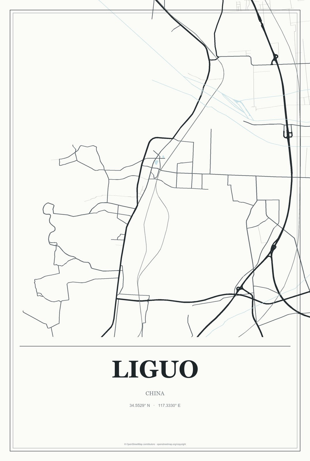 Liguo, China City Map Aluminum Sign in Gallery Air style