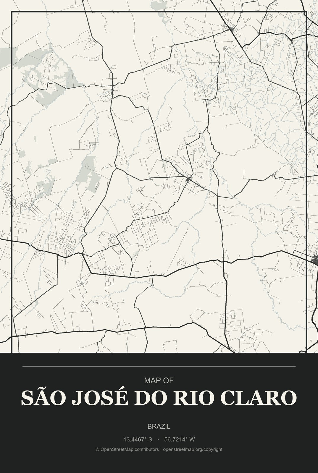 São José do Rio Claro, Brazil City Map Aluminum Sign in Museum Plaque style