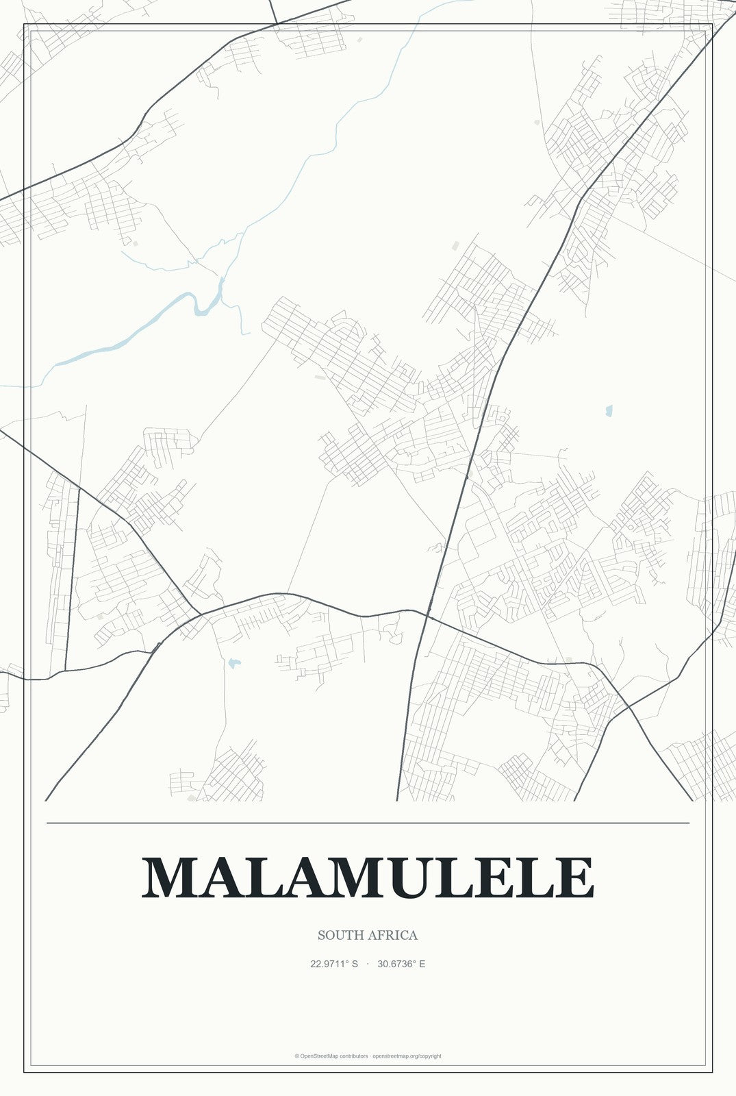 Malamulele, South Africa City Map Aluminum Sign in Gallery Air style