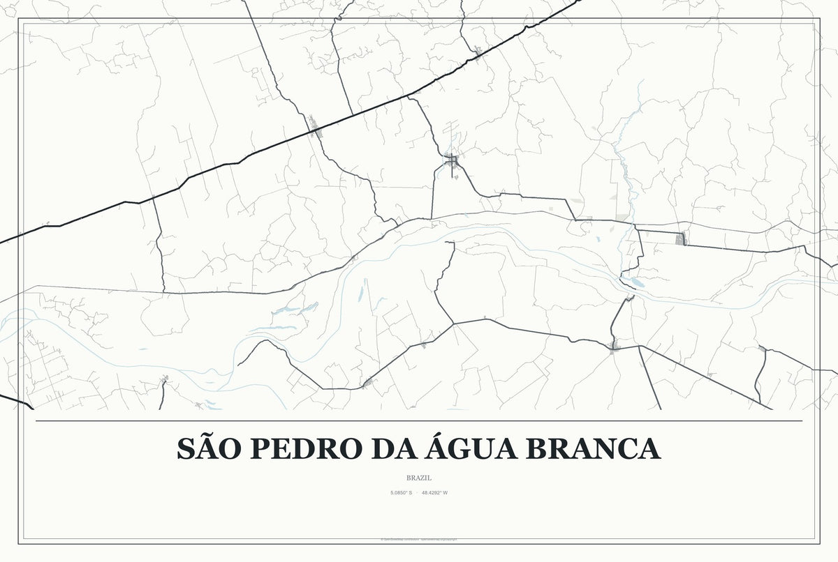 São Pedro da Água Branca, Brazil City Map Aluminum Sign in Gallery Air style