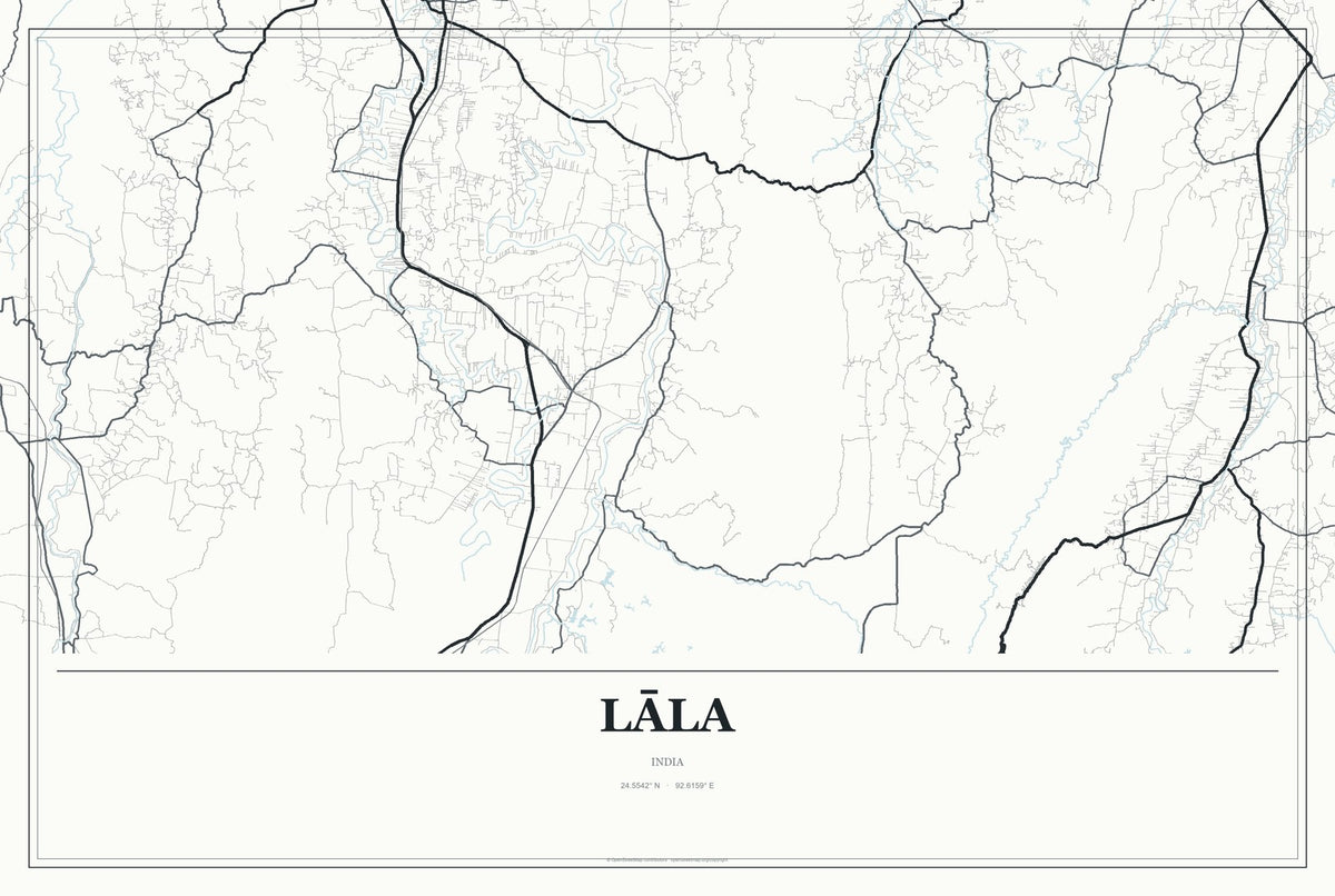 Lāla, India City Map Aluminum Sign in Gallery Air style