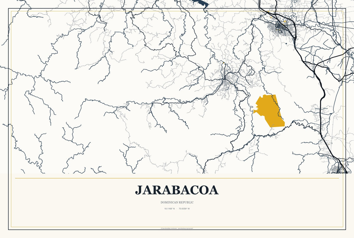 Jarabacoa, Dominican Republic City Map Aluminum Sign in Citrine Modern style