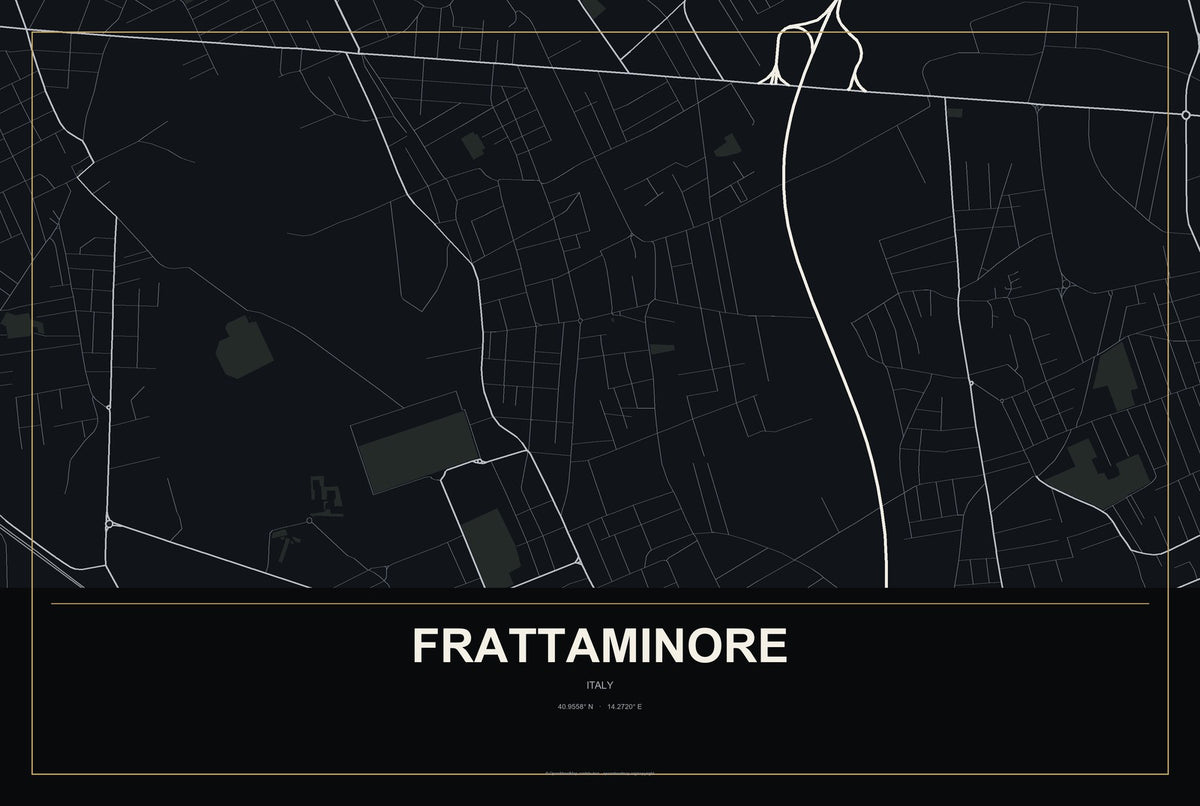 Frattaminore, Italy City Map Aluminum Sign in Metropolitan Noir style