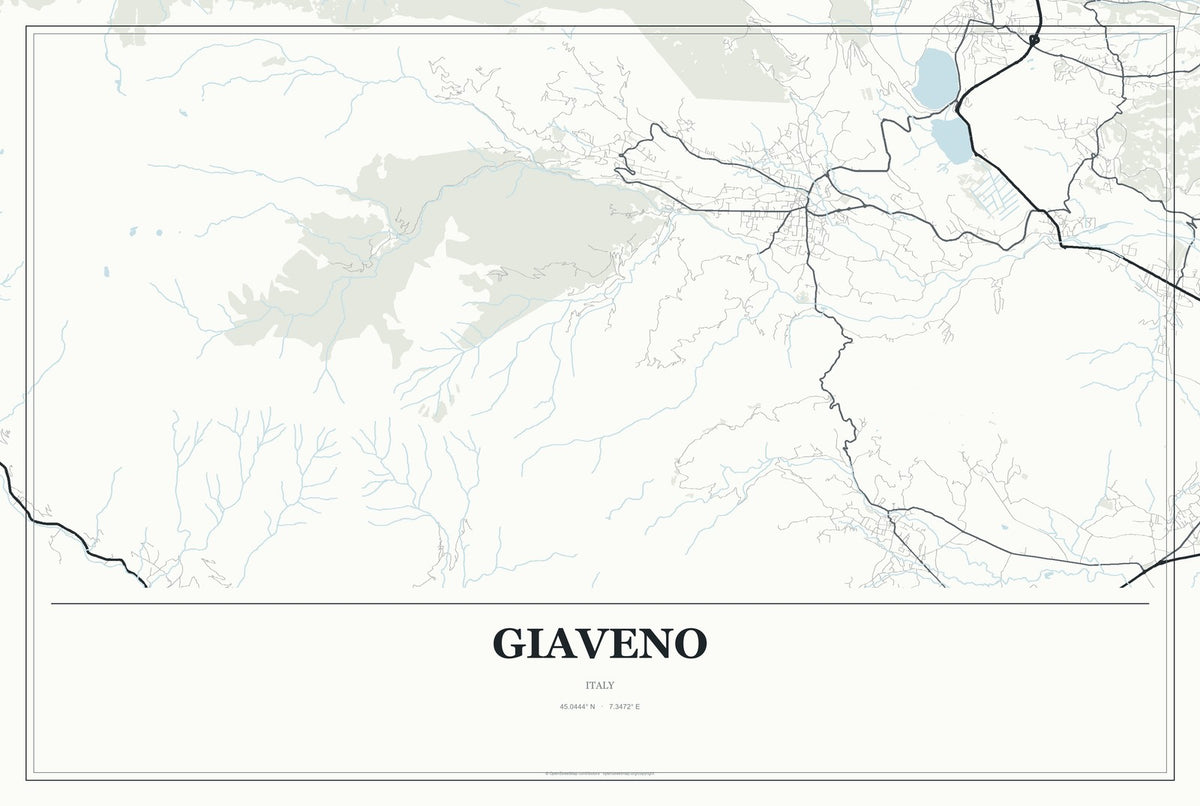 Giaveno, Italy City Map Aluminum Sign in Gallery Air style