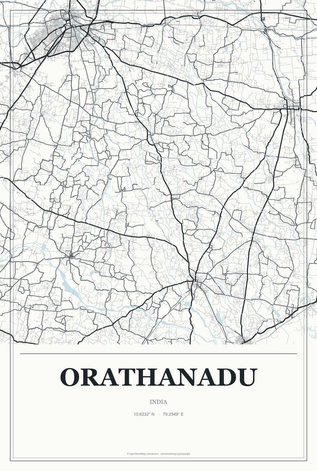 Orathanadu, India City Map Aluminum Sign in Gallery Air style
