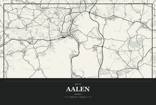 Aalen, Germany City Map Aluminum Sign in Museum Plaque style