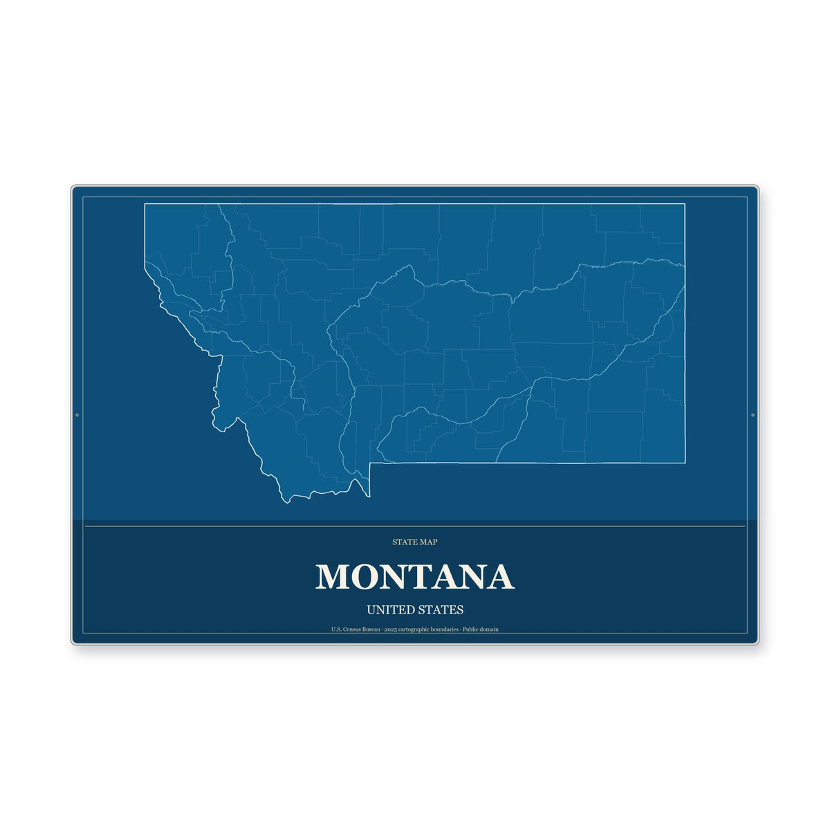 Montana state map aluminum sign in Harbor Cobalt style