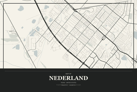 Nederland, Texas City Map Aluminum Sign in Museum Plaque style