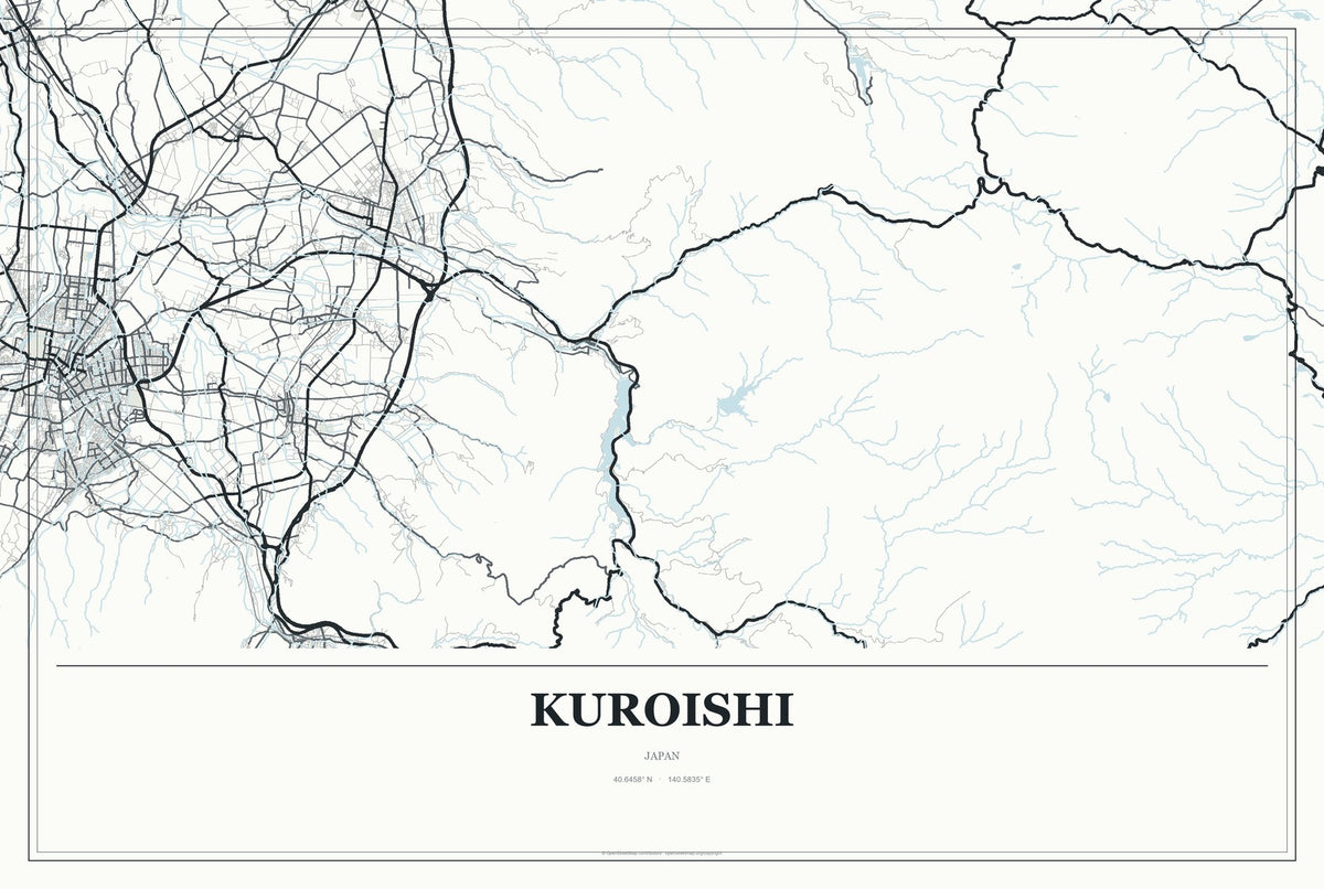 Kuroishi, Japan City Map Aluminum Sign in Gallery Air style