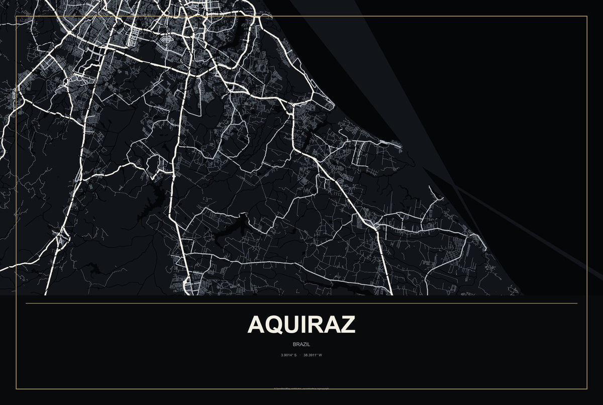 Aquiraz, Brazil City Map Aluminum Sign in Metropolitan Noir style