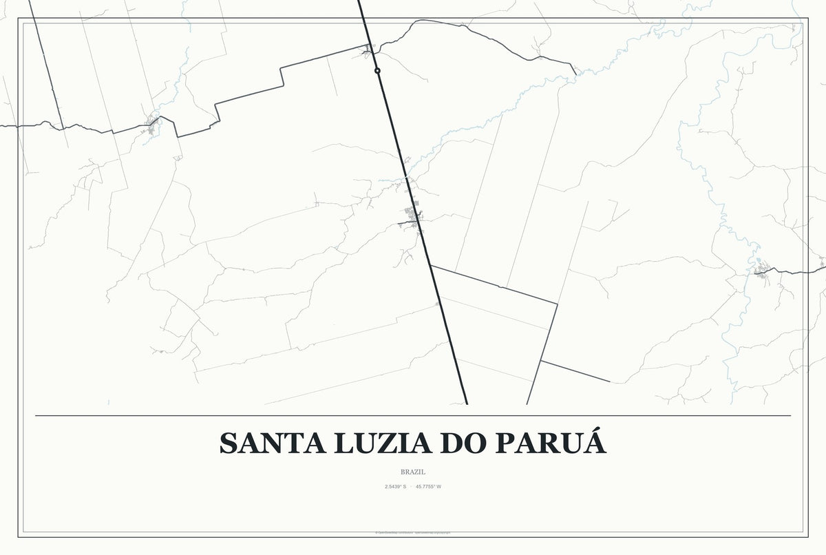 Santa Luzia do Paruá, Brazil City Map Aluminum Sign in Gallery Air style