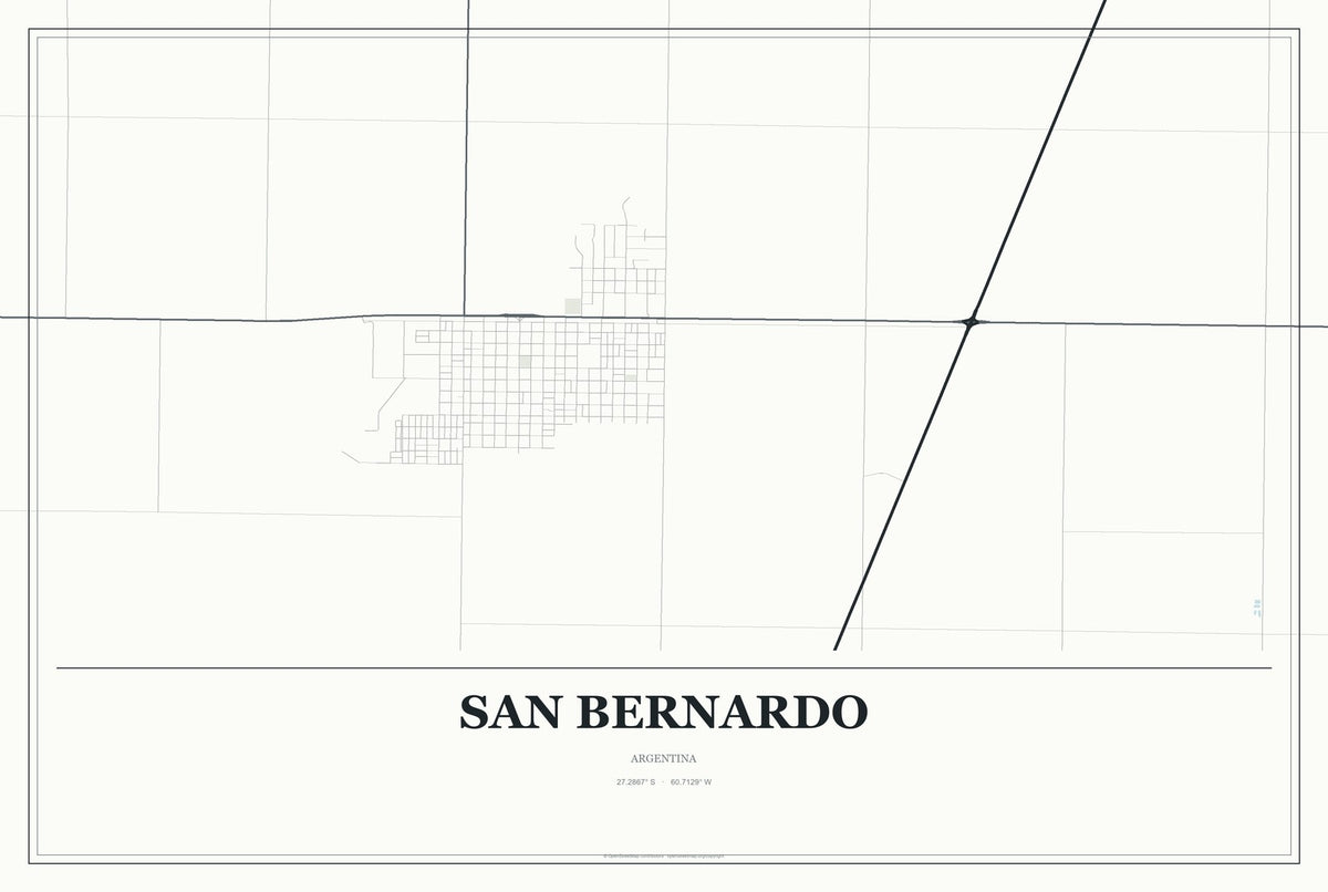 San Bernardo, Argentina City Map Aluminum Sign in Gallery Air style