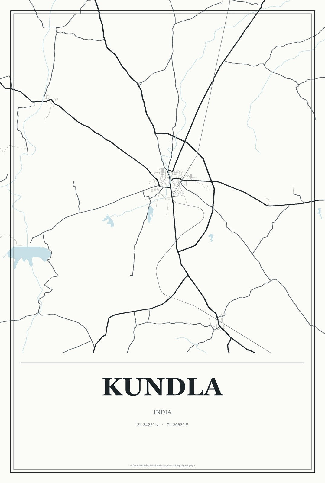 Kundla, India City Map Aluminum Sign in Gallery Air style