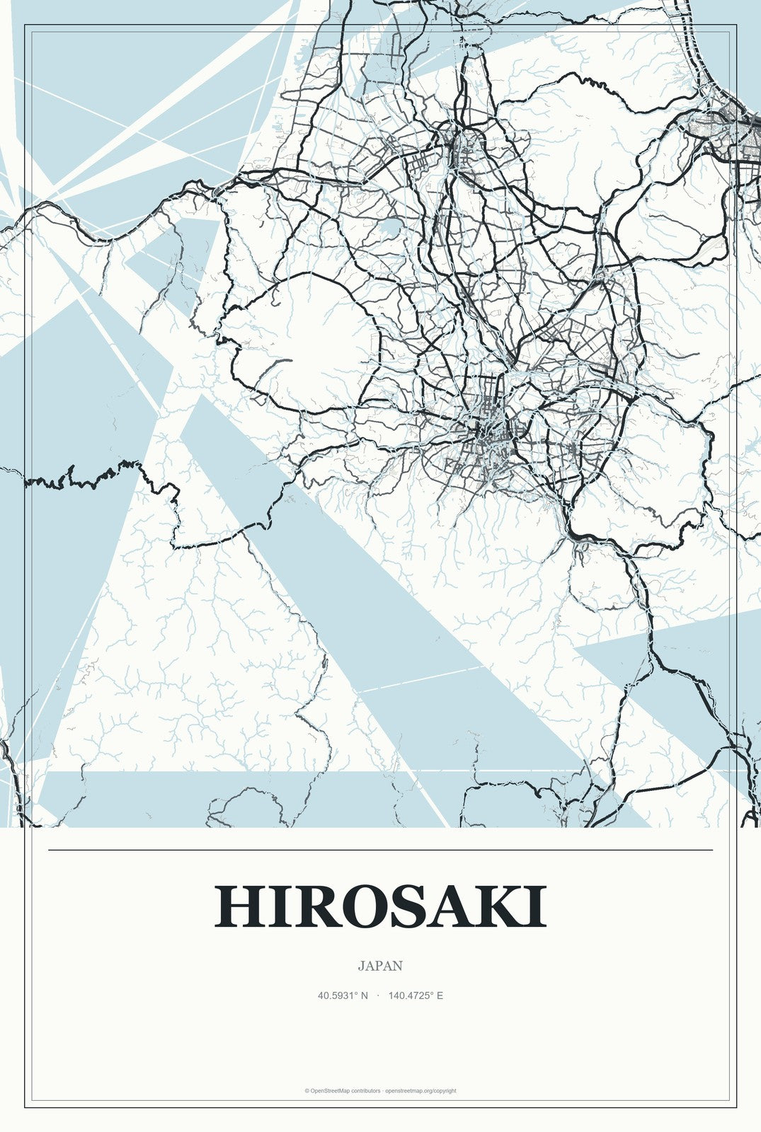 Hirosaki, Japan City Map Aluminum Sign in Gallery Air style