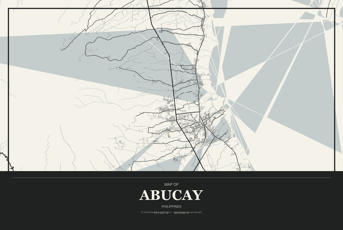 Abucay, Philippines City Map Aluminum Sign in Museum Plaque style