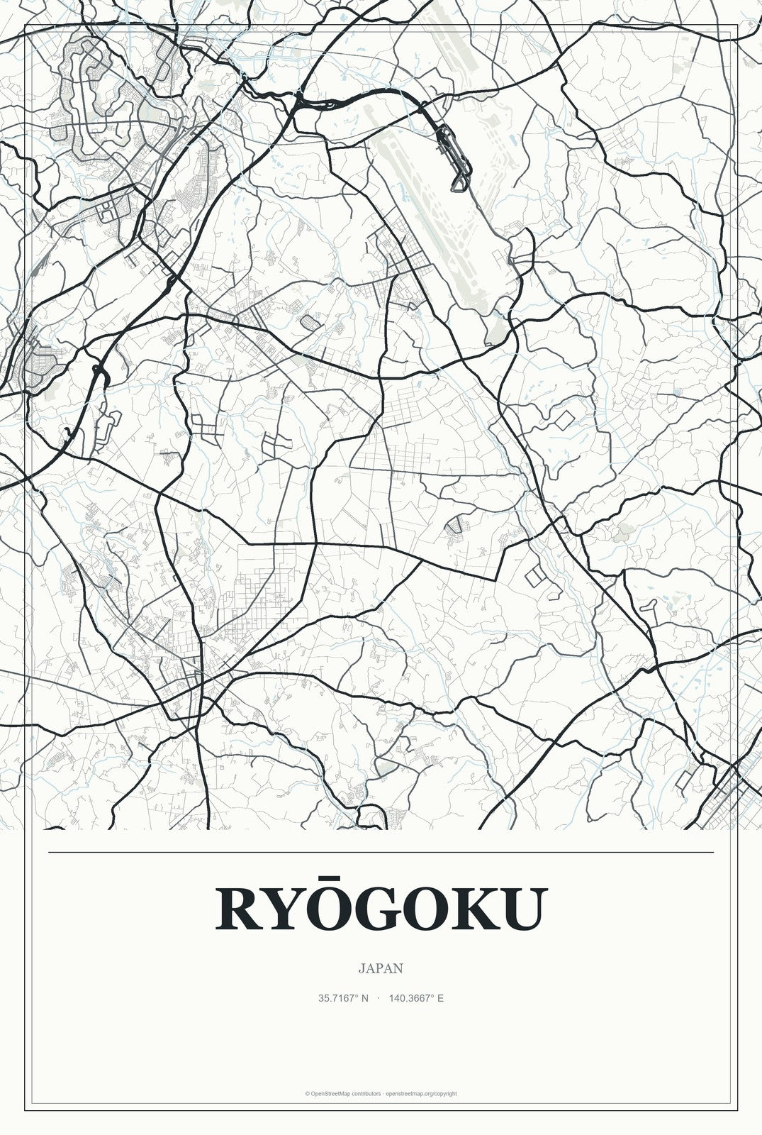 Ryōgoku, Japan City Map Aluminum Sign in Gallery Air style