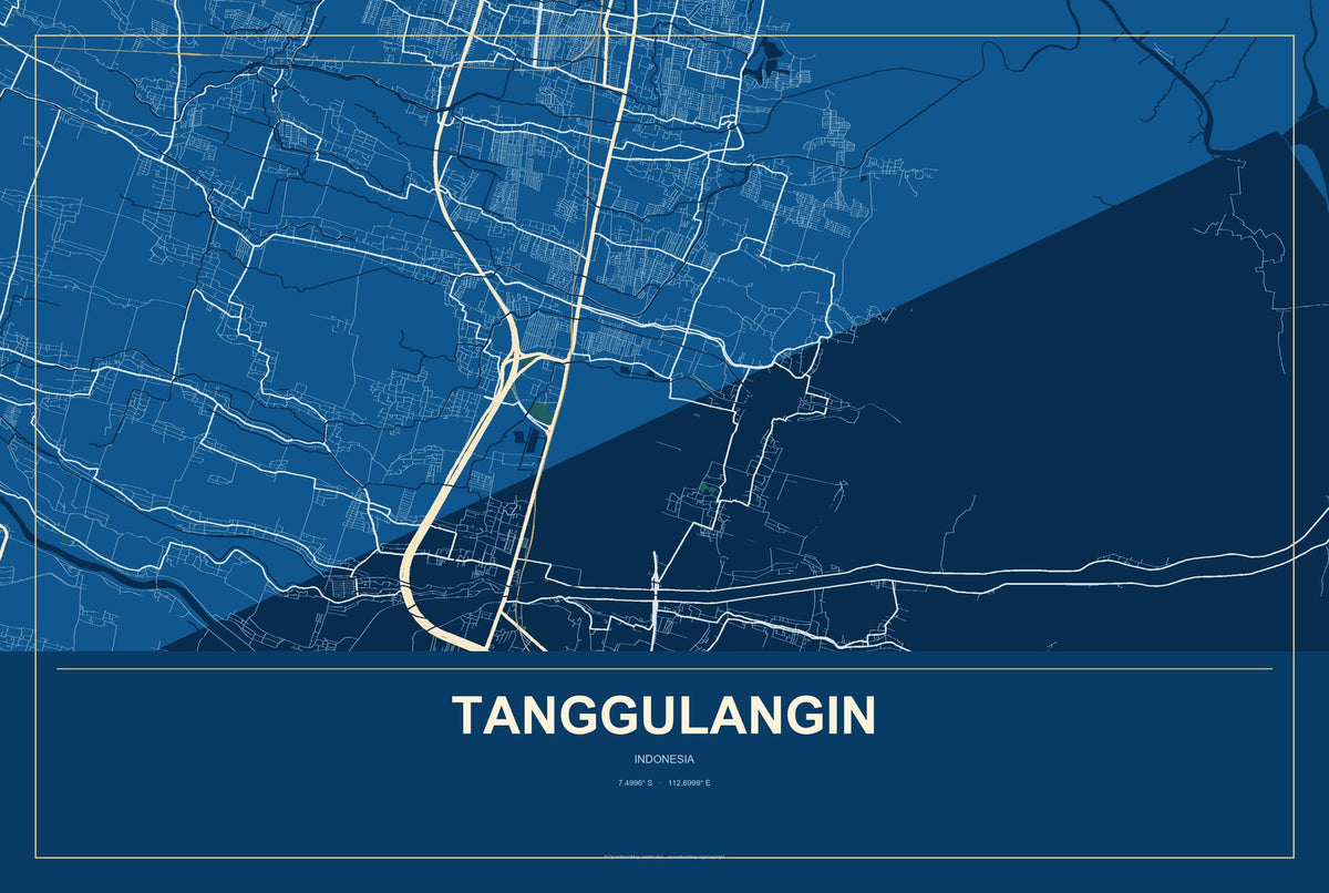 Tanggulangin, Indonesia City Map Aluminum Sign in Harbor Cobalt style