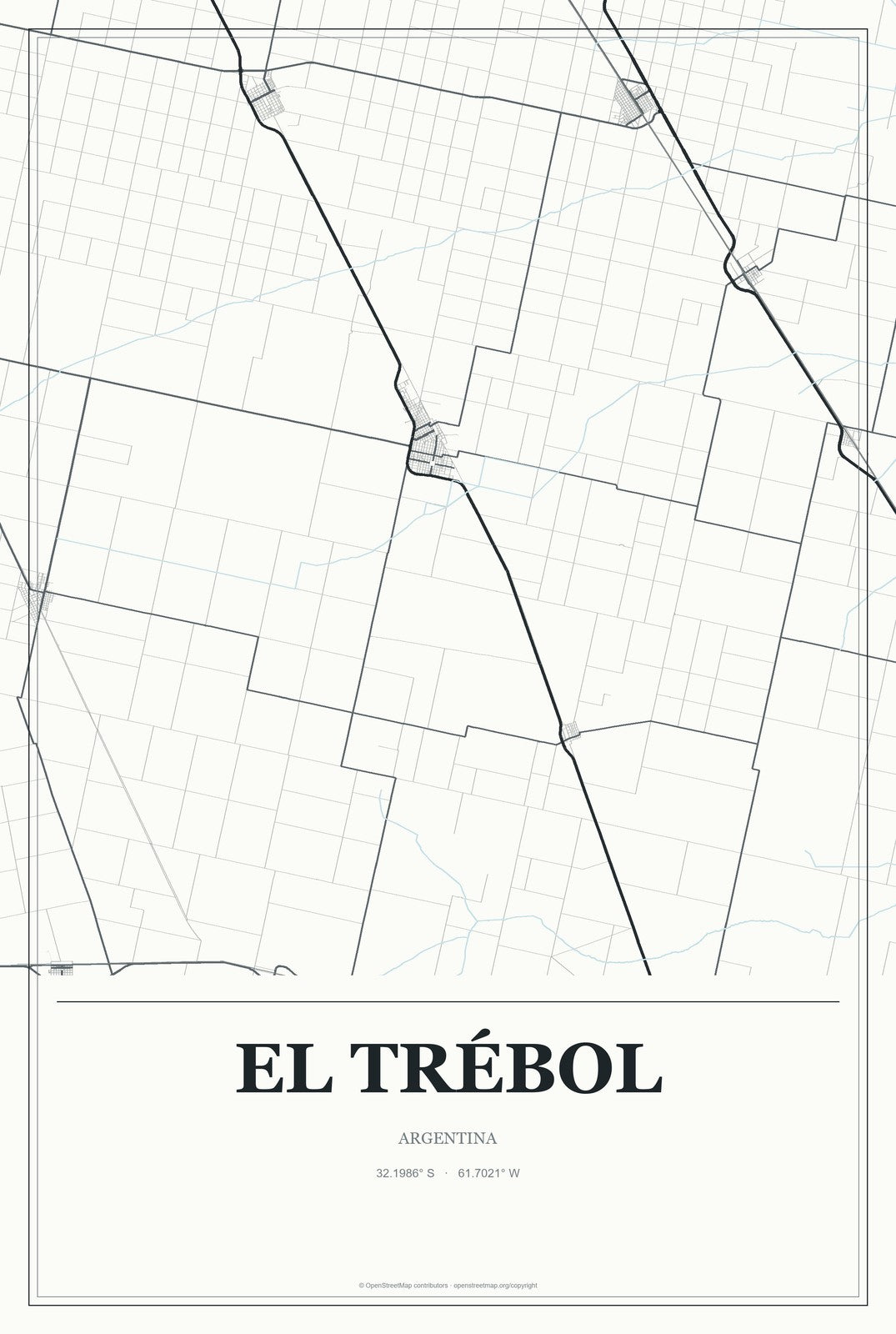 El Trébol, Argentina City Map Aluminum Sign in Gallery Air style