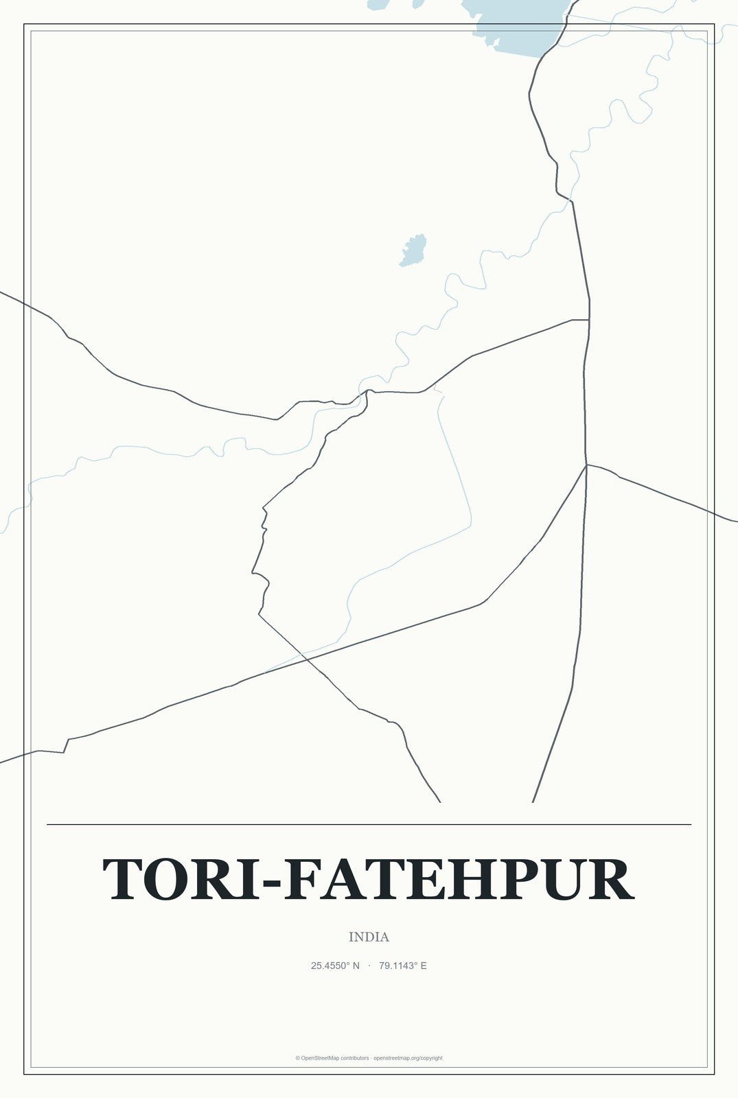 Tori-Fatehpur, India City Map Aluminum Sign in Gallery Air style