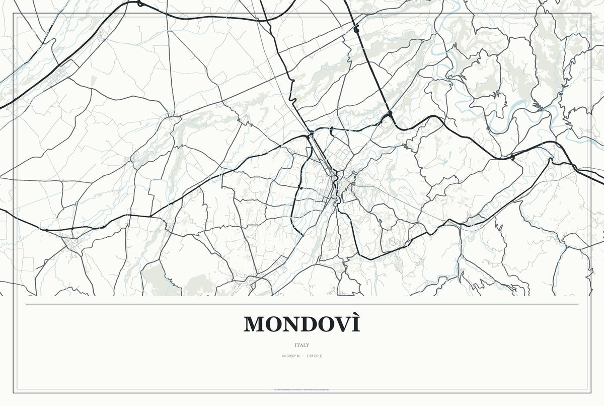 Mondovì, Italy City Map Aluminum Sign in Gallery Air style