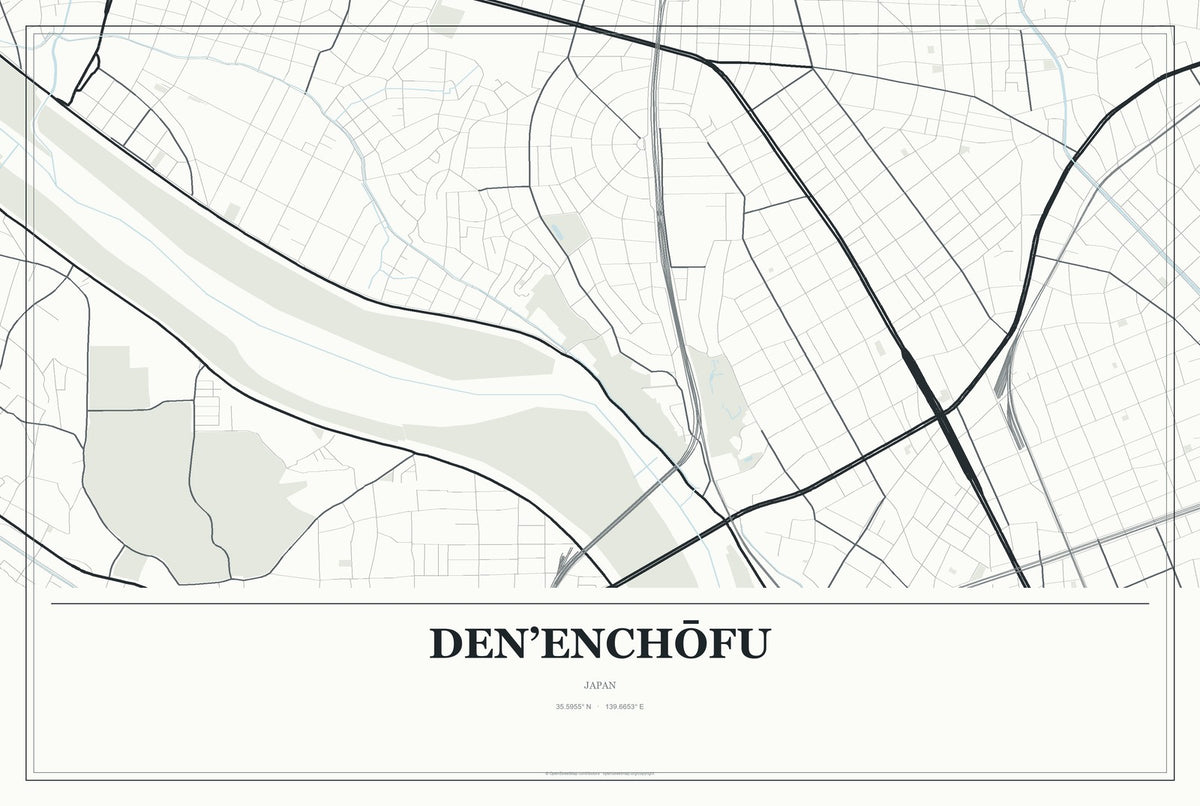 Den’enchōfu, Japan City Map Aluminum Sign in Gallery Air style