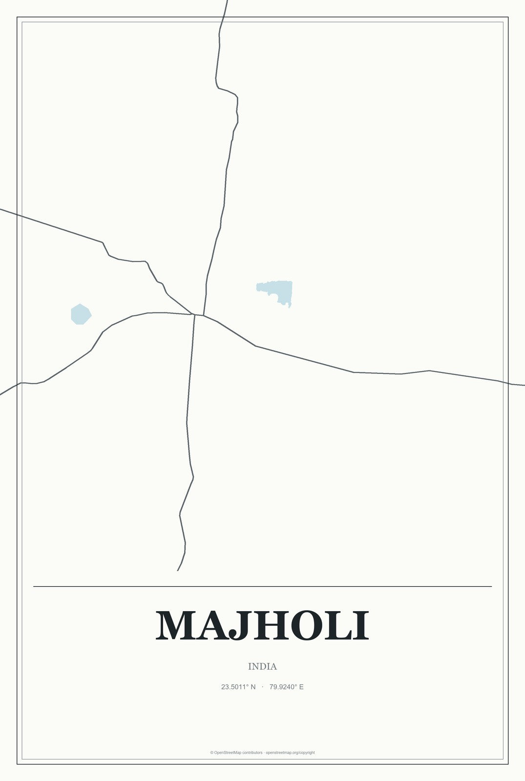 Majholi, India City Map Aluminum Sign in Gallery Air style