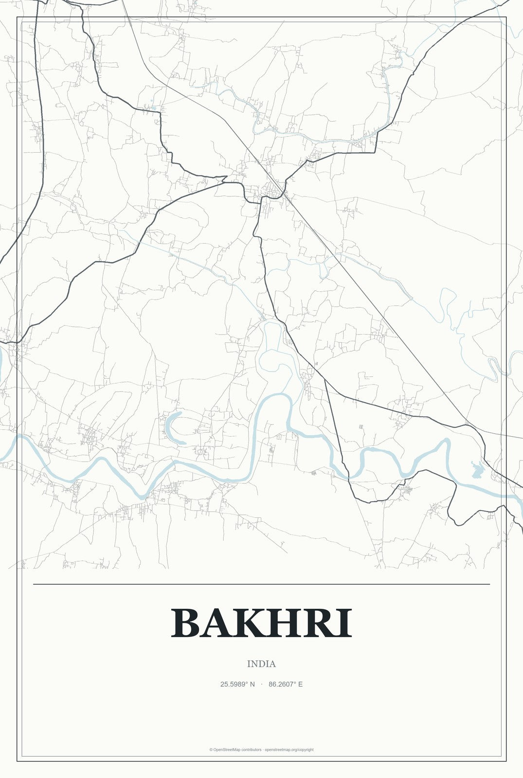 Bakhri, India City Map Aluminum Sign in Gallery Air style