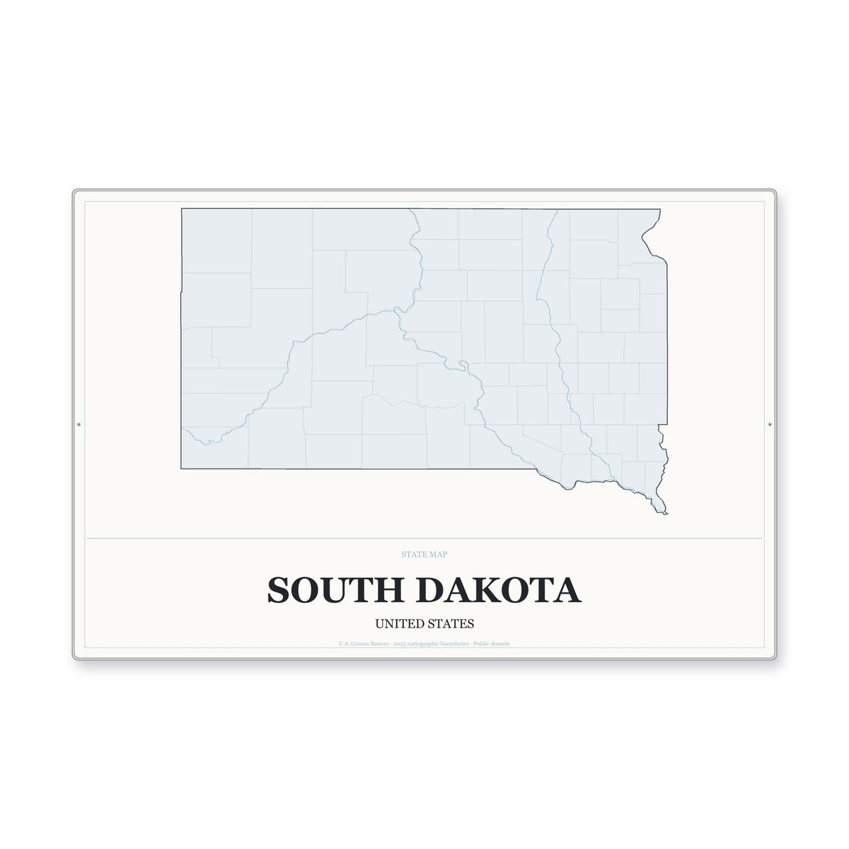 South Dakota state map aluminum sign in Gallery Air style