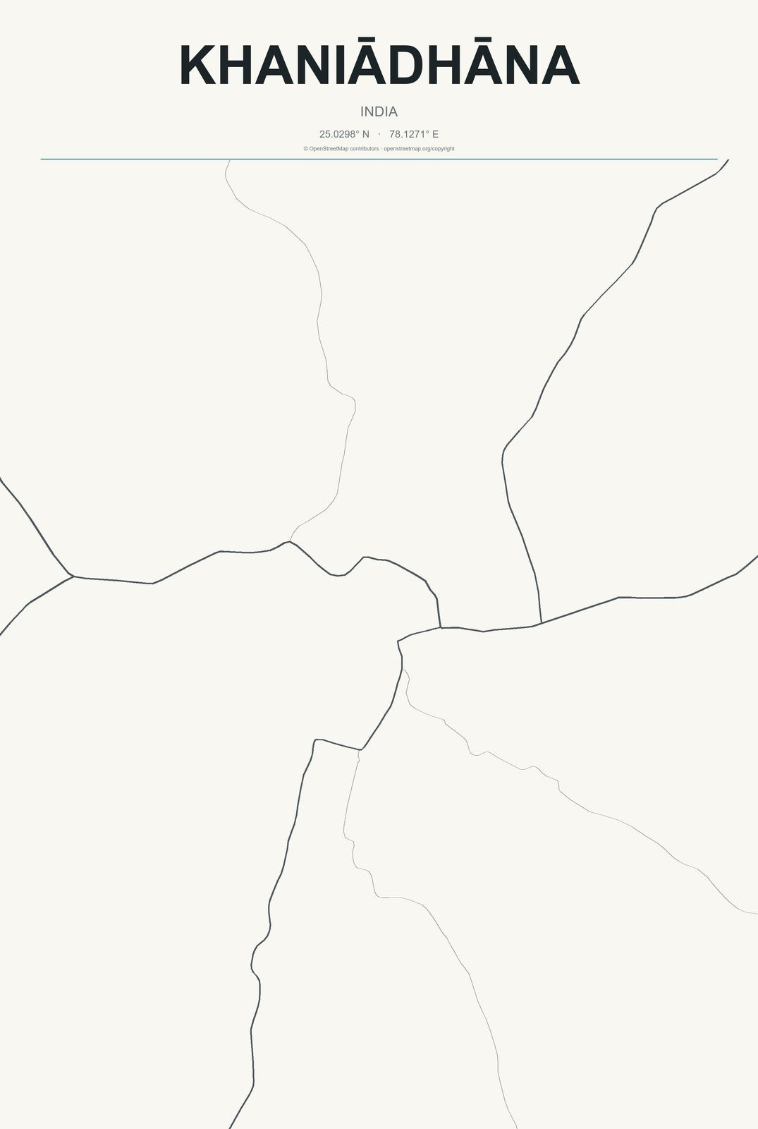 Khaniādhāna, India City Map Aluminum Sign in Headline Atlas style