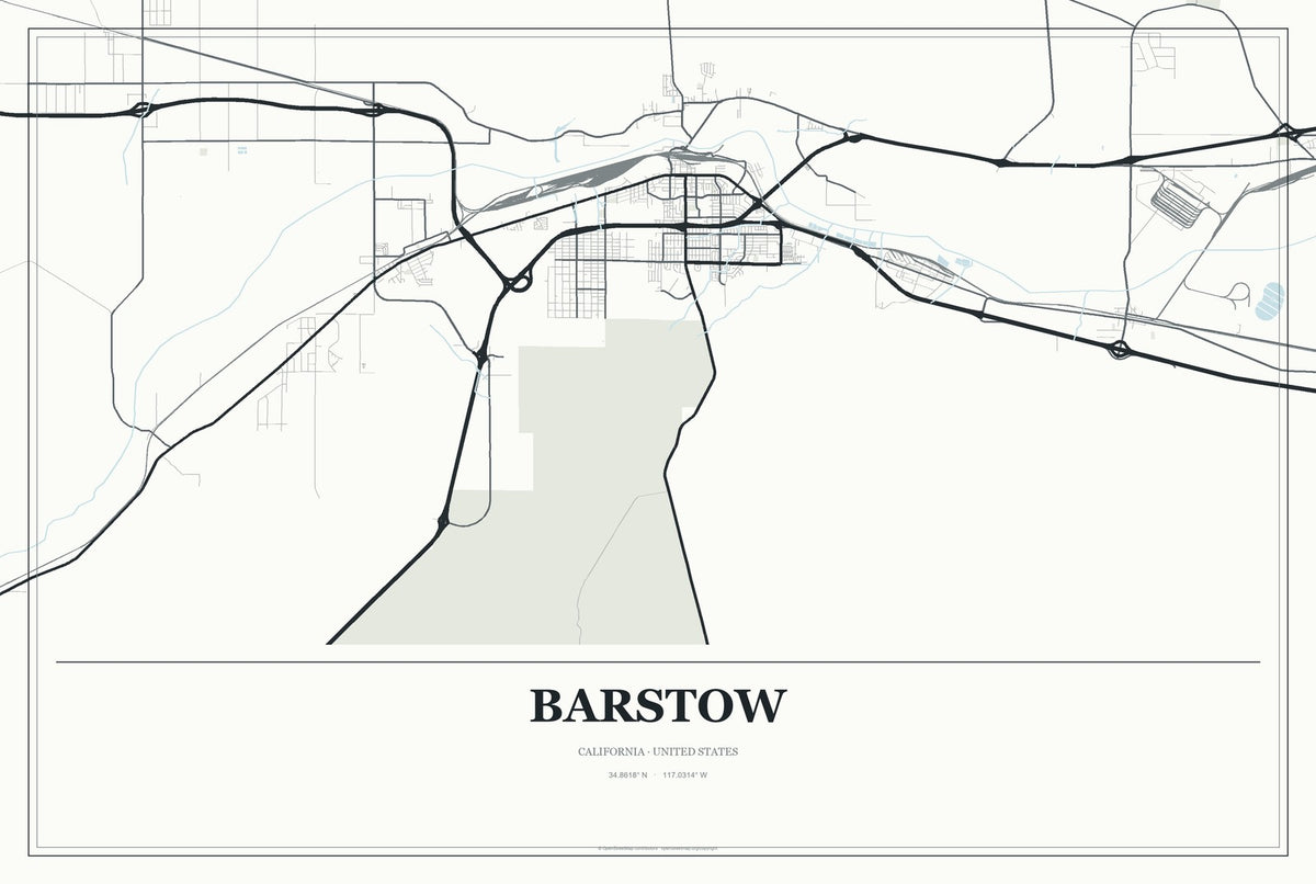Barstow, California City Map Aluminum Sign in Gallery Air style