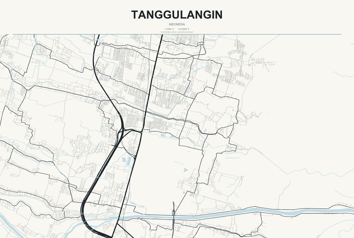 Tanggulangin, Indonesia City Map Aluminum Sign in Headline Atlas style