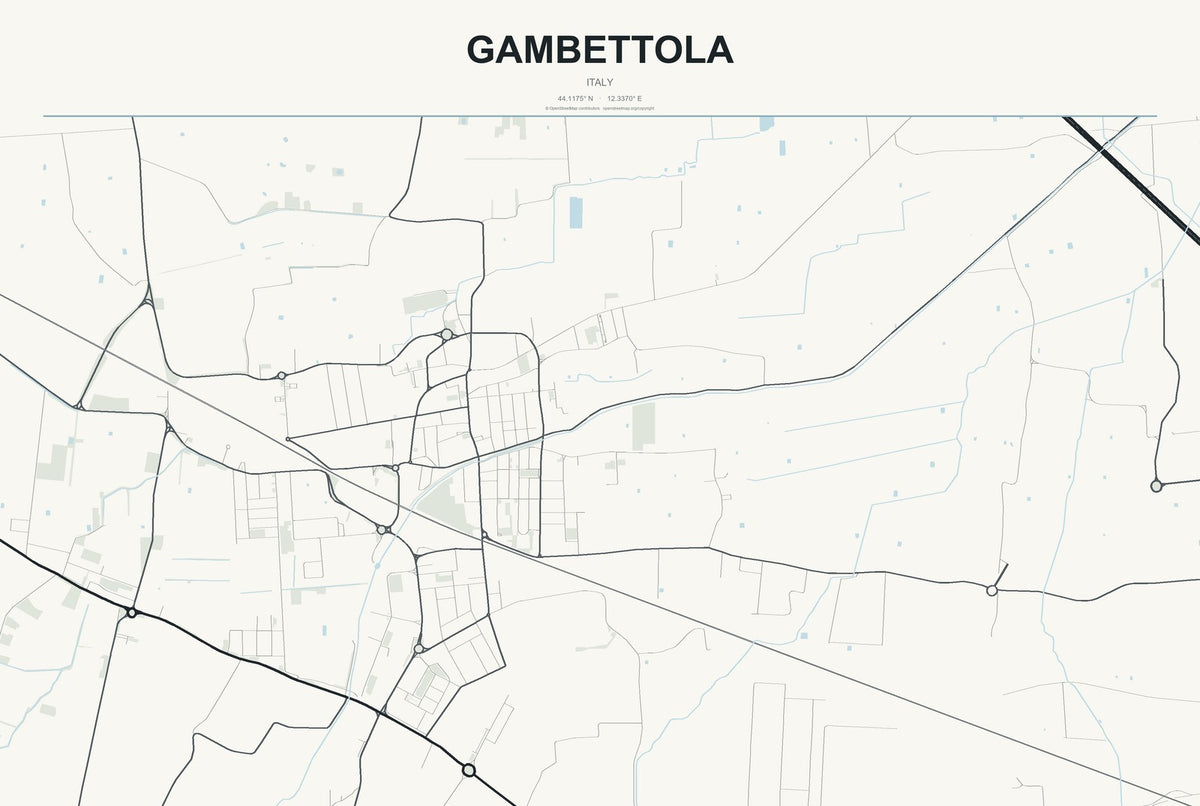 Gambettola, Italy City Map Aluminum Sign in Headline Atlas style