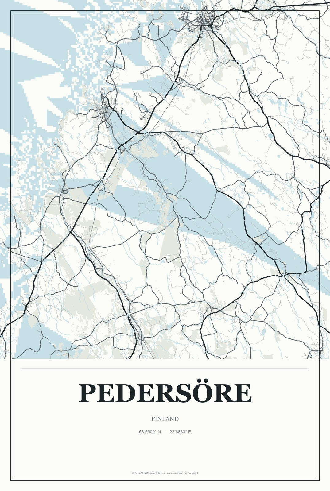 Pedersöre, Finland City Map Aluminum Sign in Gallery Air style