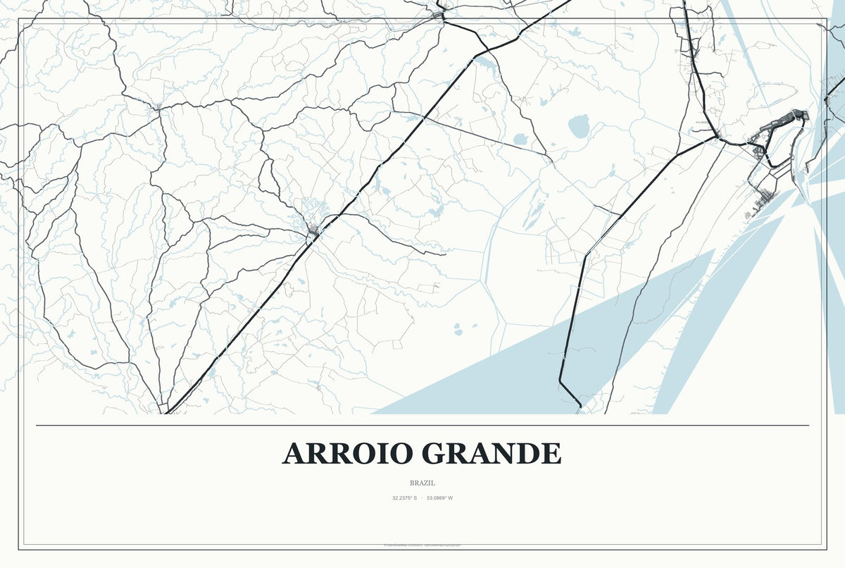 Arroio Grande, Brazil City Map Aluminum Sign in Gallery Air style