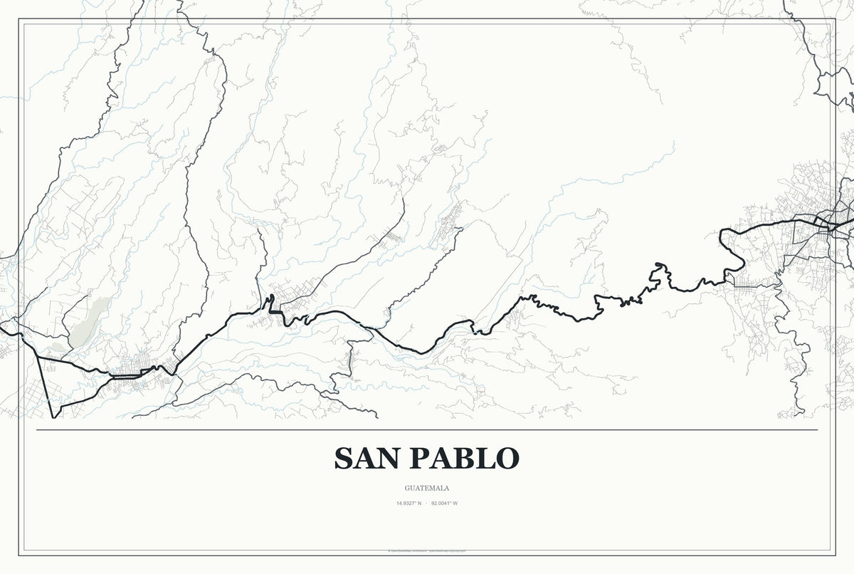 San Pablo, Guatemala City Map Aluminum Sign in Gallery Air style