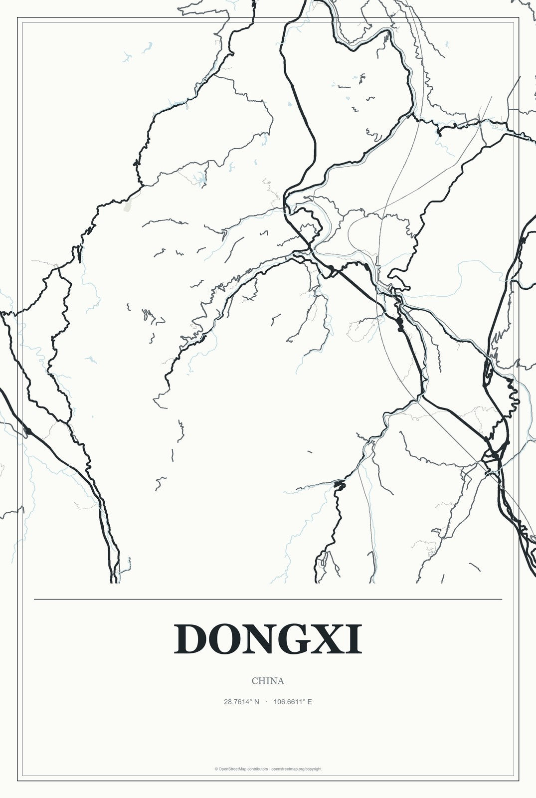 Dongxi, China City Map Aluminum Sign in Gallery Air style