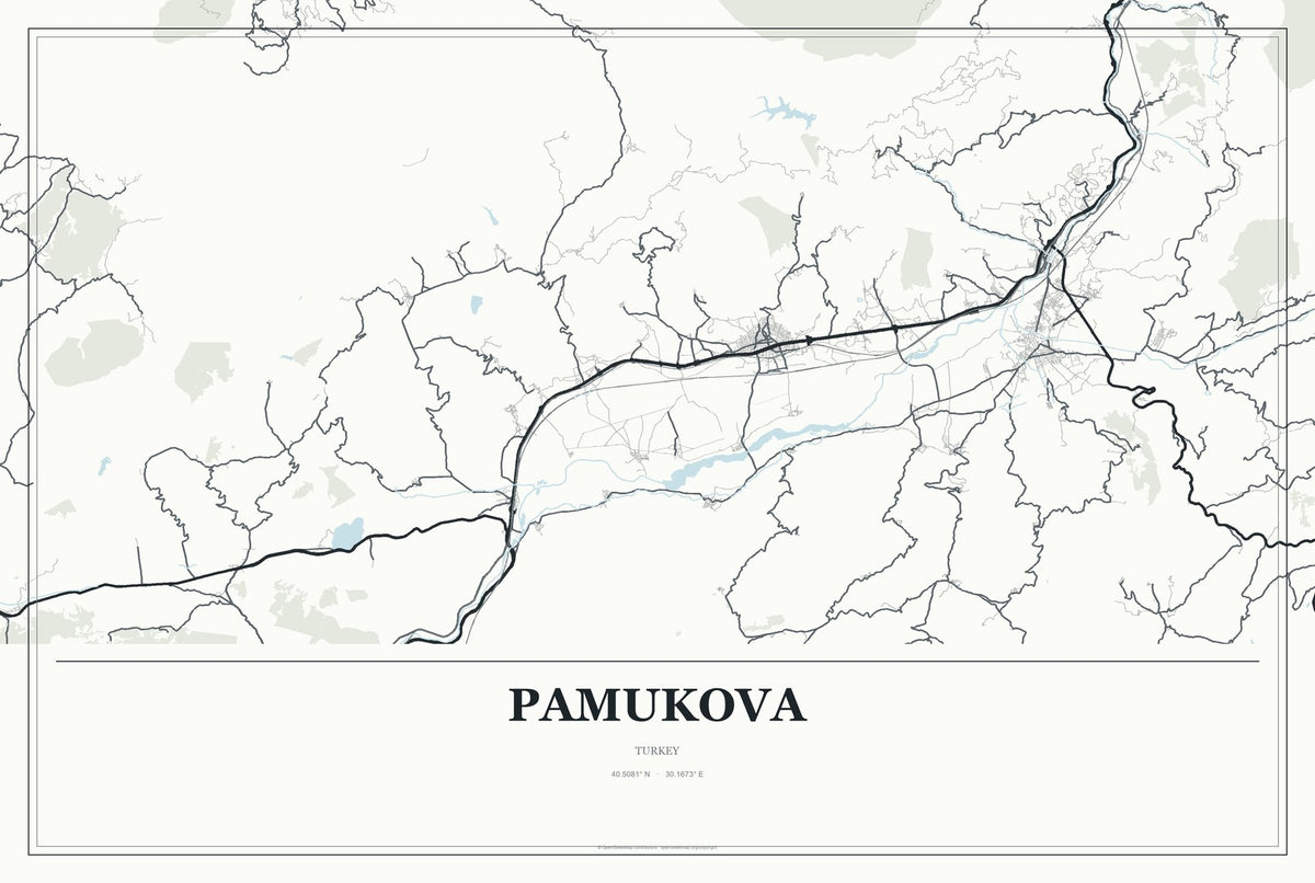 Pamukova, Turkey City Map Aluminum Sign in Gallery Air style