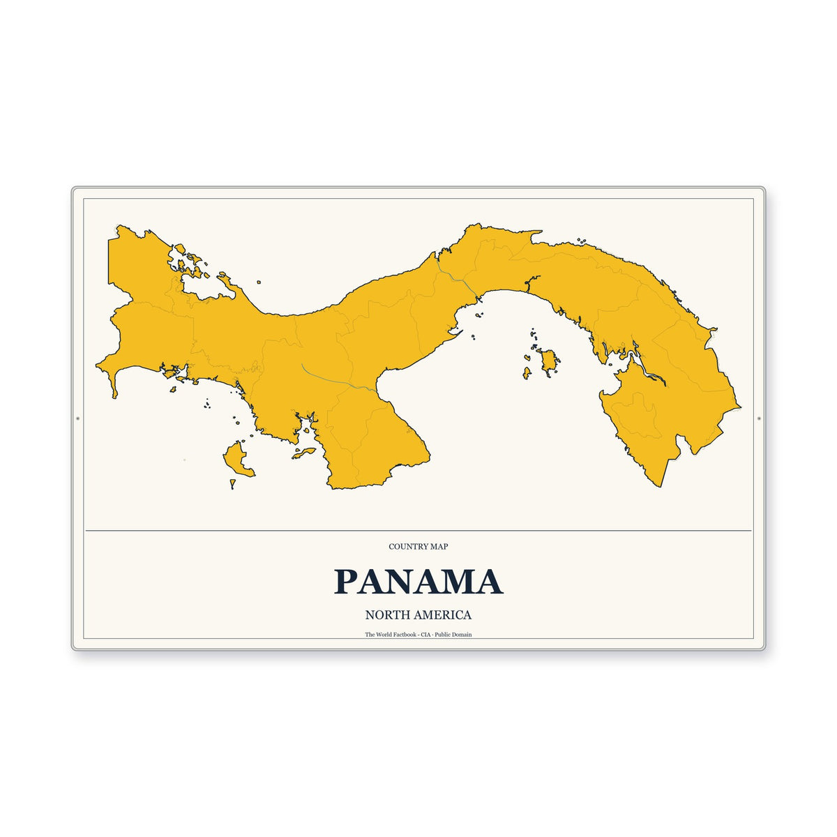 Panama Country Map Aluminum Sign in Citrine Modern style